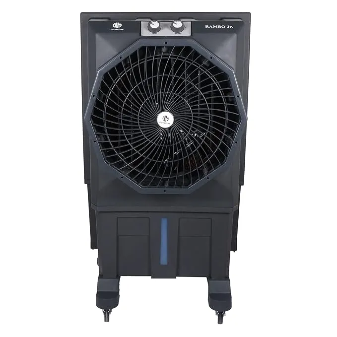 Novamax Rambo Jr. 75L Desert Air Cooler| Auto Swing Louvers & Powerful Air Throw| Mosquito Net & Dust Filter| 4 Ways Air Deflection| Honeycomb Cooling Pads| 3 Speed Settings| Inverter Compatible| Grey