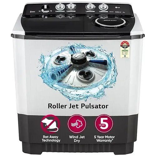 LG 9.5 kg Semi Automatic Top Load Washing Machine Grey, White (P955ASGAZ)