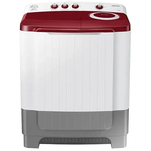 Samsung 8 Kg Semi-Automatic 5 Star Top Load Washing Machine Appliance (WT80R4000RG/TL, Light Grey, Wine Red Lid (Opaque), Hexa Storm Pulsator)