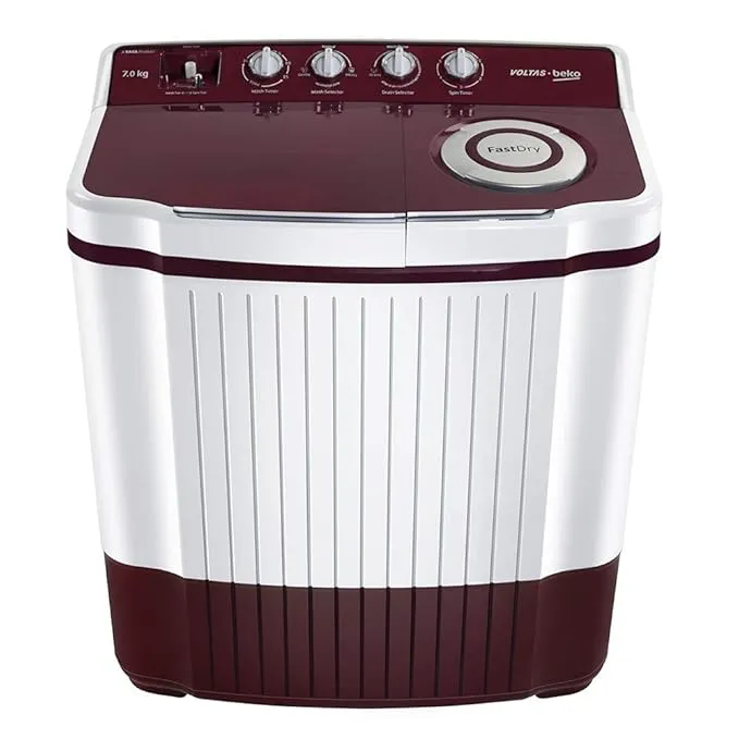 Voltas Beko by A Tata Product 7 kg Semi Automatic Top Load Washing Machine Maroon (WTT70ALIM)