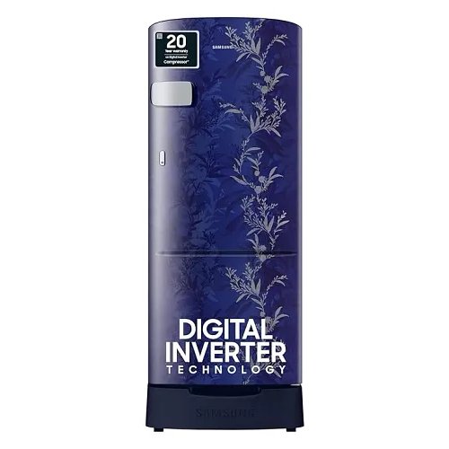 Samsung 183 L Direct Cool Single Door 2 Star Refrigerator with Base Drawer with Digital Inverter (Mystic Overlay Blue, RR20C2Z226U/NL)
