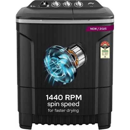 Godrej 8 Kg 5 Star Tri-Roto Scrub Pulsator Semi-Automatic Top Load Washing Machine (WSEDGE CLS 80 5.0 PRA SLGR, Slate Grey)