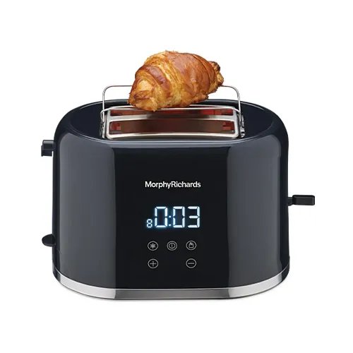 Morphy Richards Windsor Series Digital 2 Slice 800W Pop Up Toaster|8-Browning Levels|Reheat&Defrost|Wide Bread Slots|Bun Warmer|Dust Cover|Removable Crumb Tray|2-Yr Warranty By Brand|Black,800 Watts