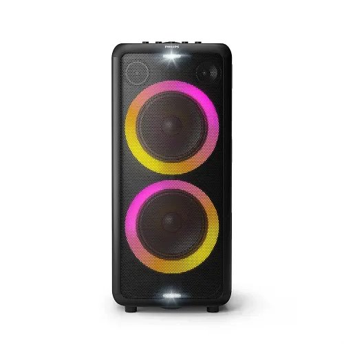 Philips Party Speaker TAX5206, 160W Output, 14 hrs Playtime, 2X 8 Woofer & 2 x 2.5 Tweeter, Guitar & Mic Input, Party Lights, Trolley with Wheels (Black)