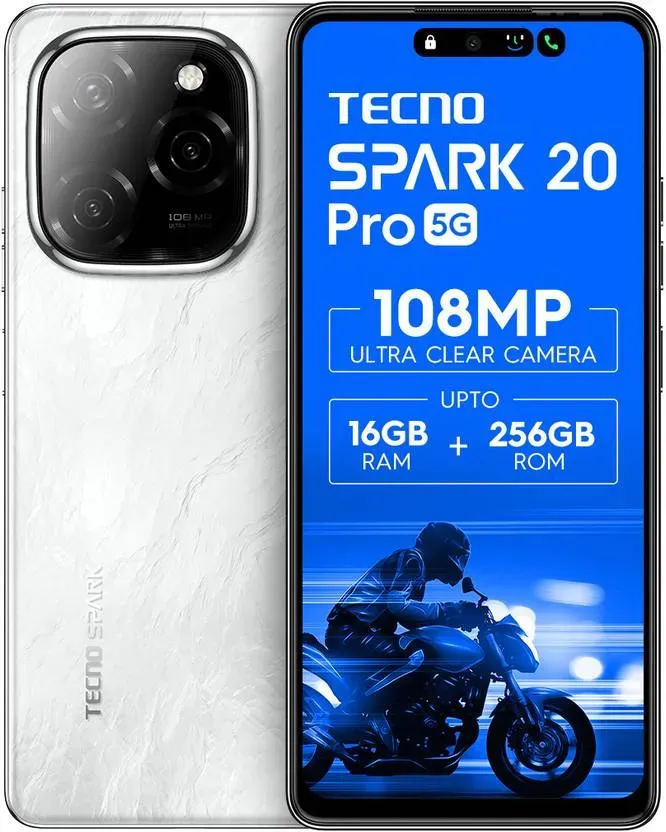 Tecno Spark 20 Pro 5G (Glossy White, 128 GB) (8 GB RAM)