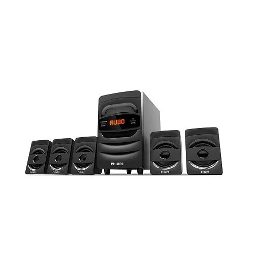 Philips Audio SPA5128B 5.1 CH 40W Multimedia Speaker with Subwoofer, Bluetooth Connectivity, Real Surround, FM, USB, Audio in Speakers - Black (Elegant Matte Finish)