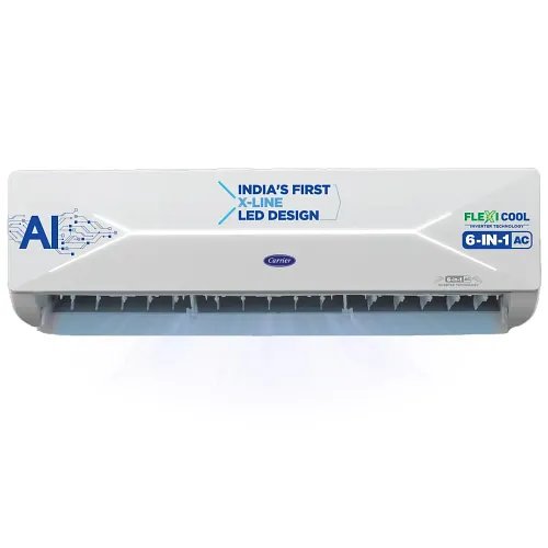 Carrier 1.5 Ton 3 Star X-Line LED Flexicool Inverter Split AC (Copper, Smart Energy Display, Convertible 6-in-1,Dual Filtration with HD & PM 2.5 Filter, XCEL Lumo EXI, CAI18CL3R34F0,White)