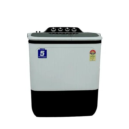 Lloyd 8 Kg Semi-Automatic Top Load Washing Machine GLWS805ELDDG, 4 Wash Programmes, Black and White