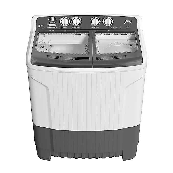 Godrej Edge 7.5 Kg 5 star Semi-Automatic Top Loading Washing Machine Appliance (WSEDGE 75 5.0 TB3 M STGR, Satin Grey, Toughened glass lids)