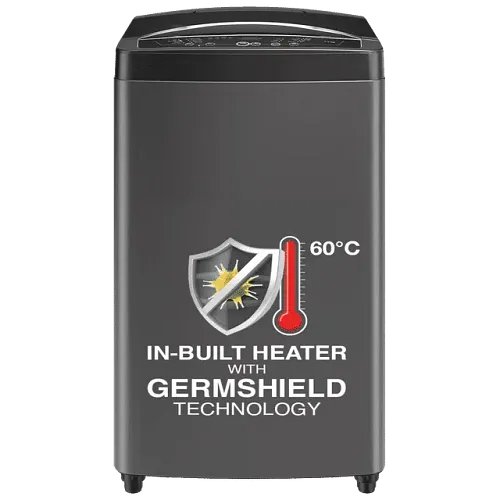 Godrej 7.5 Kg 5 Star In Built Heater With Germshield Technology Fully-Automatic Top Load Washing Machine (WTEON MGNS 75 5.0 FDTG MTBK, Metallic Black, With Toughened Glass lid)