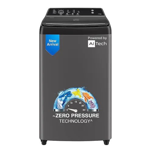Godrej 7.5 Kg 5 Star Zero Pressure Technology Fully-Automatic Top Load Washing Machine Appliance (WTEON VLVT 75 5.0 FDTN MTBK, Metallic Black, With 26 Flexi Wash Programs)