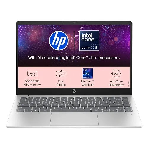 HP AI PC Intel Core Ultra 5 125H - (16 GB/512 GB SSD/Windows 11 Home) 14-gr1022TU Thin and Light Laptop (14 Inch, Natural Silver Aluminum, 1.4 Kg,)