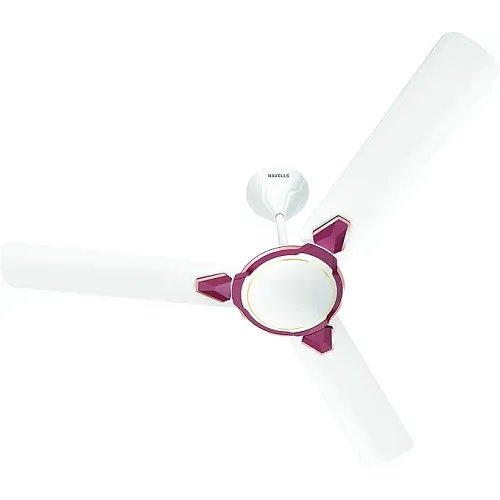 Havells 1200mm | 48 Inches Equs ES Ceiling Fan | Premium Finish, Decorative Fan, Elegant Looks, High Air Delivery, Energy Saving, 100% Pure Copper Motor | 2 Year Warranty | (Pack of 1, White Maroon) 1 Star