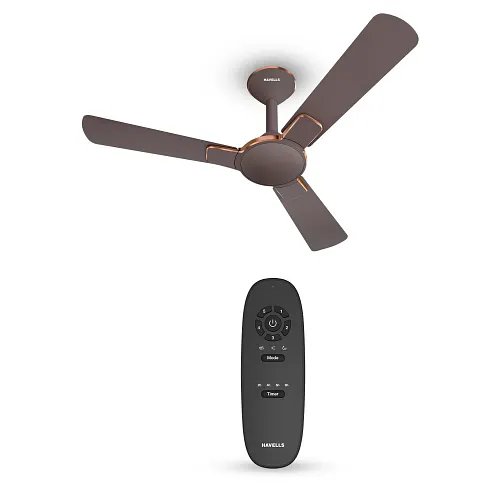 Havells 1200mm Enticer BLDC Prime Ceiling Fan | Compatible with Regulator & Remote, 5 Star, 100% Copper, Breeze, Sleep Mode, Timer | Upto 55% Energy Saving, High Air Delivery | Brown LT Copper