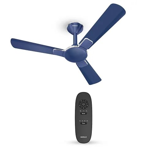 Havells 1200mm Enticer BLDC Prime Ceiling Fan | Compatible with Regulator & Remote, 5 Star, 100% Copper, Breeze, Sleep Mode, Timer| Upto 55% Energy Saving, High Air Delivery | Indigo Blue Chrome