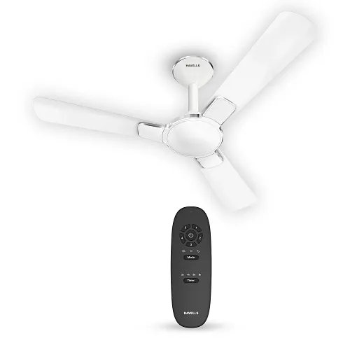 Havells 1200mm Enticer BLDC Prime Ceiling Fan | Compatible with Regulator & Remote, 5 Star, 100% Copper, Breeze, Sleep Mode, Timer| Upto 55% Energy Saving, High Air Delivery | Pearl White Chrome