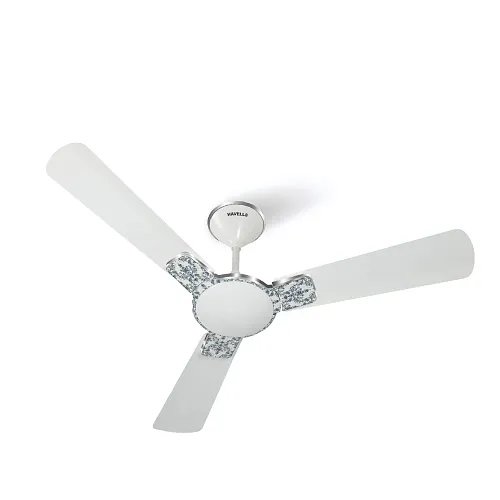 Havells Enticer Art Collector Edition 1200mm Decorative, Dust Resistant, High Power in Low Voltage (HPLV), High Speed Ceiling Fan (White)