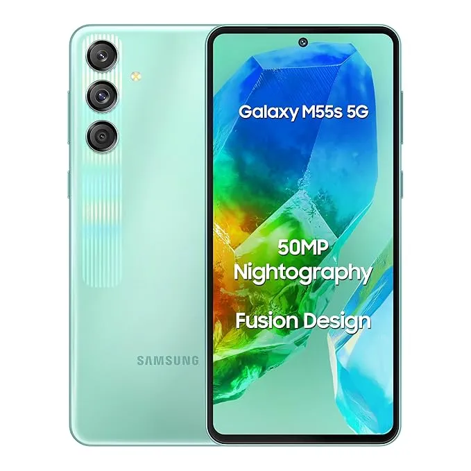 Samsung Galaxy M55s 5G (Coral Green,8GB RAM,128GB Storage) | 50MP Triple Cam| 5000mAh Battery| Snapdragon 7 Gen 1 | 4 Gen. OS Upgrade & 5 Year Security Update| Super Amoled+ Display