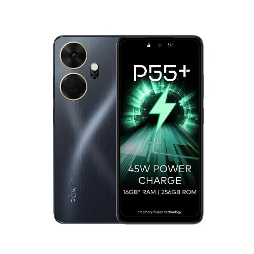Itel P55+ 4G | Upto 16GB RAM with Memory Fusion & 256GB ROM| 50MP AI Dual Rear Camera & 8MP Front Camera| 45W Charger with 5000 mAh Battery | Dynamic Bar|UFS 2.2| Meteor Black