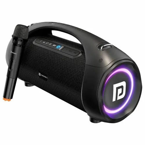 Portronics Dash 12 (60 Watts Wireless Speaker with Wired Karaoke Mic, Multicolor LED Light, Multiple EQ Modes, 6600mAh Battery Capacity, 5 Hours Playtime at max volume, Black)