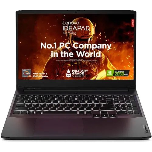 Lenovo AMD Ryzen 5 Quad Core R5-5500H - (8 GB/512 GB SSD/Windows 11 Home/4 GB Graphics/NVIDIA GeForce RTX NVIDIA GeForce® RTX™ 2050) 82K2028QIN Gaming Laptop (15.6 inch, Black)