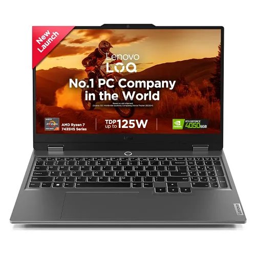 Lenovo LOQ AMD Ryzen 7 7435HS, NVIDIA RTX 4050-6GB, 24GB RAM, 512GB SSD, FHD IPS 144Hz 300Nits, 15.6"/39.6cm, Windows 11, 83JC0045IN