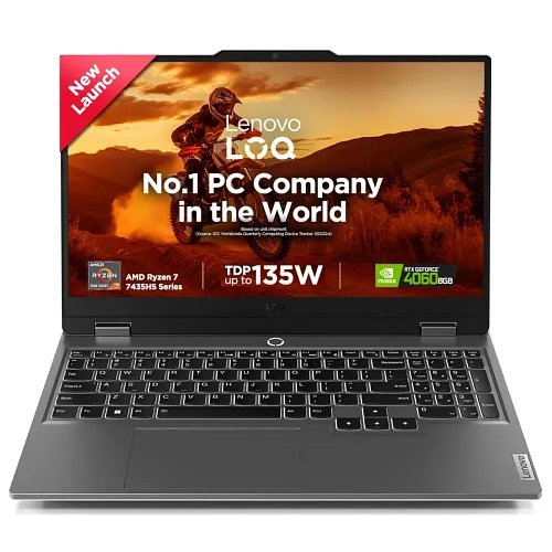 Lenovo LOQ AMD Ryzen 7 7435HS, NVIDIA RTX 4060-8GB, 24GB RAM, 512GB SSD, 15.6"/39.6cm, Windows 11, MS Office Home 2024, Grey - 83JC00EHIN