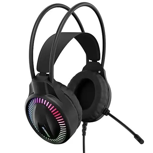 Zebronics Blitz C Dolby Atmos Gaming Over Ear Wired Headphone, 50Mm Neodymium Drivers, Padded Headband, Lightweight & Comfortable, RGB Lights, Flexible Mic, Type-C Connector, Black