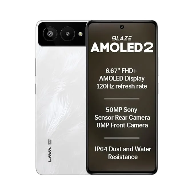 Lava Blaze AMOLED 2 5G (Feather White, 6 GB RAM, 128 GB Storage)