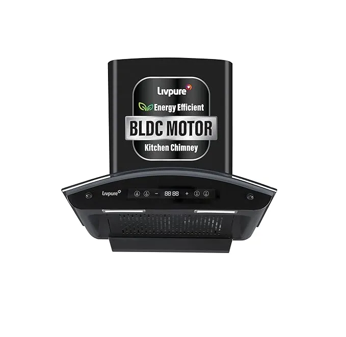 Livpure ELEVATE-VOICE-90 Auto Clean Wall Mounted Black 1400 CMH Chimney