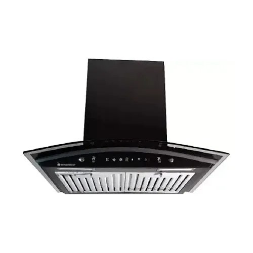 WONDERCHEF Ultima Curve 60cm Wall Mounted Chimney, Suction 1200 M3/H, Auto-Clean Function, Baffle Filter Wall and Ceiling Mounted Black 1200 CMH Chimney
