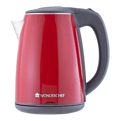Wonderchef Crimson Edge Electric Kettle 1500W| Stainless Steel body with Auto-shut Off | 2-level Safety | Cool-touch | 1.7 Litres capacity | 2 Years Warranty | Red