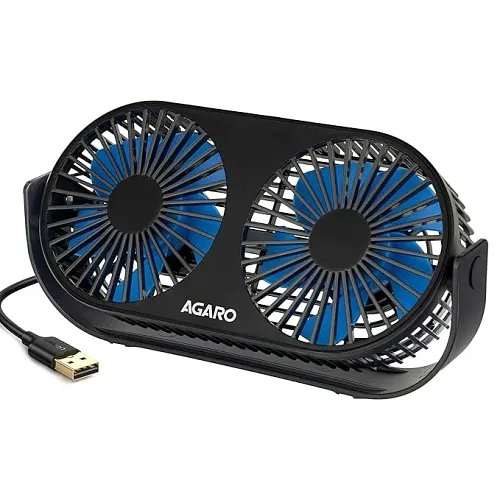 AGARO Signify USB Desk Twin Fan, Portable Table Cooling Fan with 3 Speed Wind, USB Powered, Dual Mode, Quiet Aromatherapy Table Desk Fan, Home, Office, Black