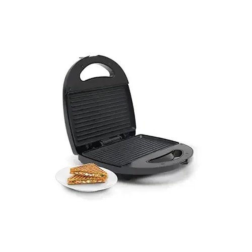 AGARO Delite Sandwich Maker, 750W, 4 Slice Non Stick Grill Plate, Power Indicator, Oil Free Toasting, Grilling, Black