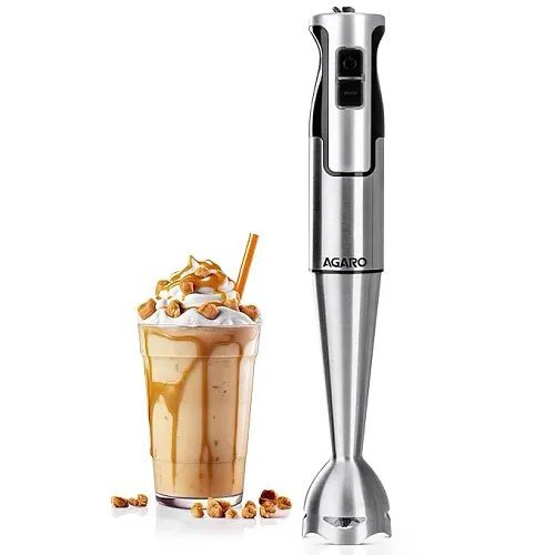 AGARO Regency Hand Blender, 600W, Variable Speed Modes & Speed Regulator, Stainless Steel Body & Blades, For Mixing, Blending