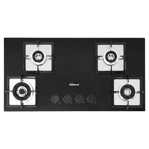 Sunflame SHA 486 PHS Toughened Glass Top 4 Burner Automatic Hob (Flame Failure Device, Black)