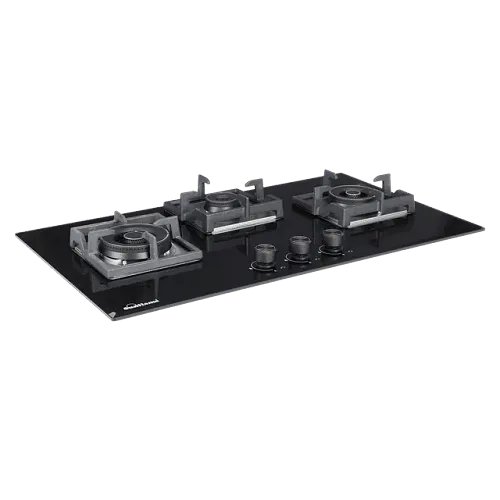 Sunflame SFM-378 BCS Toughened Glass Top 3 Burner Automatic Hob (Cast Iron Pan Supports, Black)