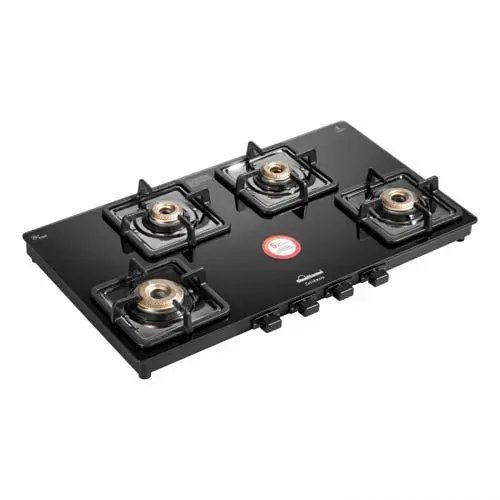 Sunflame Solitaire 3B BK AI Cooktop with 3 Burner Gas Stove | Stainless steel drip tray | Extra spacious toughened glass (SOLITAIRE3BAI, Black)