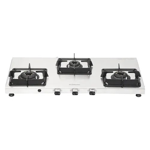 Sunflame 3 Burner AI Slim Gas Stove with 2MM SS Metallic Body, Forged Burners Stainless Steel Automatic Gas Stove (3 Burners)