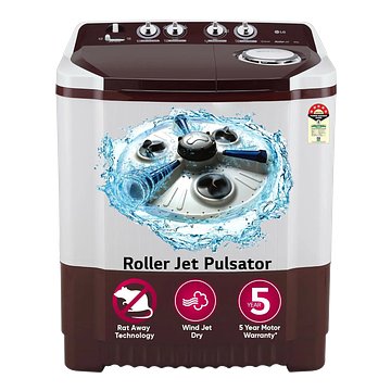 LG 8 kg 5-Star Semi-Automatic Top Load Washing Machine with Roller Jet Pulsator - Maroon (P8035SRAZ)