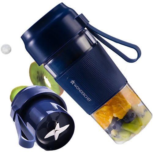 Wonderchef Nutri-Cup 400W 300ml Portable Blender with Battery Operated Rechargeable Blender (Blue)