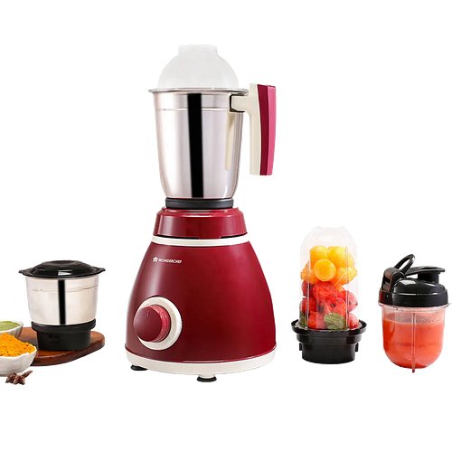 Wonderchef Acura Plus 500 W Mixer Grinder 4 Stainless Steel Jars with Sipper Jar (Red)