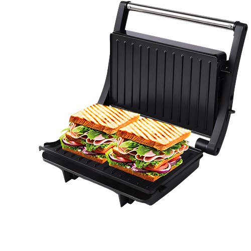Pringle GM 721 1000 Watt 2 Slice Non-Stick 180 Deg Rotation Sandwich And Panini Toaster Griller, Black