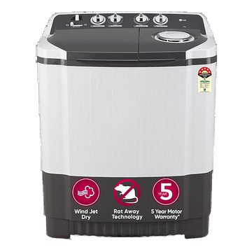 LG 7 Kg 5 Star Wind Jet Dry Semi-Automatic Top Load Washing Machine (P7020NGAZ) - Dark Gray with Rat Away Feature