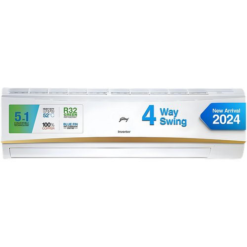 Godrej SIC 30LTC3-GWR 2.5 Ton 3 Star, 5-in-1 Convertible Cooling, Inverter Split AC (Copper, 4 Way Air Swing With Heavy-Duty Cooling at 52 Deg Celcius, AC 2.5T White)
