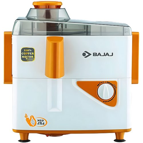 Bajaj Neo Jx4 450-Watt Juicer Mixer Grinder With 2 Jars (White/Orange)