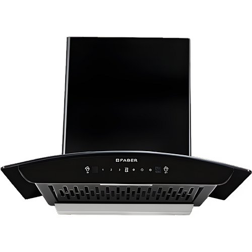 Faber Miami 60cm 1200 m3/hr Filterless Autoclean Chimney | Touch & Gesture Control | Curved Shaped | Wall Mounted|8Yr on Motor, 2Yr Comprehensive Warranty by Faber|Hood Miami IN HC SC FL BK 60, Black