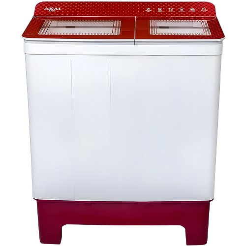Akai 8.5 kg Semi-Automatic Top Loading Washing Machine (AKSA-85CRTGSS, Red)