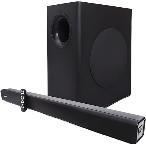 Akai SB-140, 140W RMS Digital Multimedia Soundbar with Wired Subwoofer for Extra Deep Bass, 2.1 Channel Surround Home Theatre with Remote