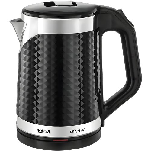 Inalsa Double Wall Kettle Prism BK|1.8 Ltr| 1500W |Diamond Cut Design |Stainless Steel Inner Body |Cool touch outer body |Wider mouth| Boil Dry Protection & Auto-Shut Off
